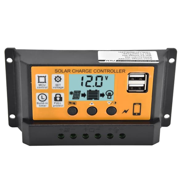 Smart laddningsregulator solpanel dubbel USB 3-stegs PWM laddningsregulator 12V 24V 20A
