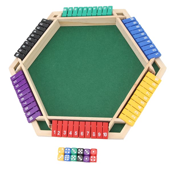 Træ 6-spiller Shut The Box Terningespil med 12 terninger