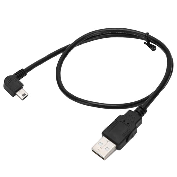 USB A - Mini B Uros Uros Vasen Kulma Virtalähde Latauskaapeli PC:lle