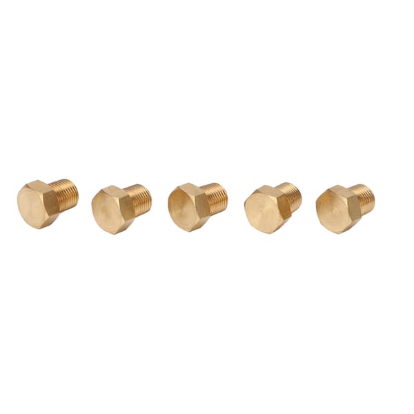 5 stk. solid messing sekskantplugg 1/8 NPT hann-gjenge anti-korrosjon universell bilmontering