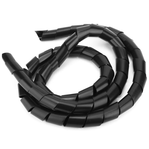 2-pak Sort 25 mm PP Spiral Ledningsbeskytter Ærme Tilbehør