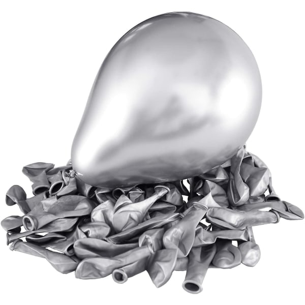 5 tuumaa paksu metallivärinen pyöreä ilmapallo * 100 hopeaa,
