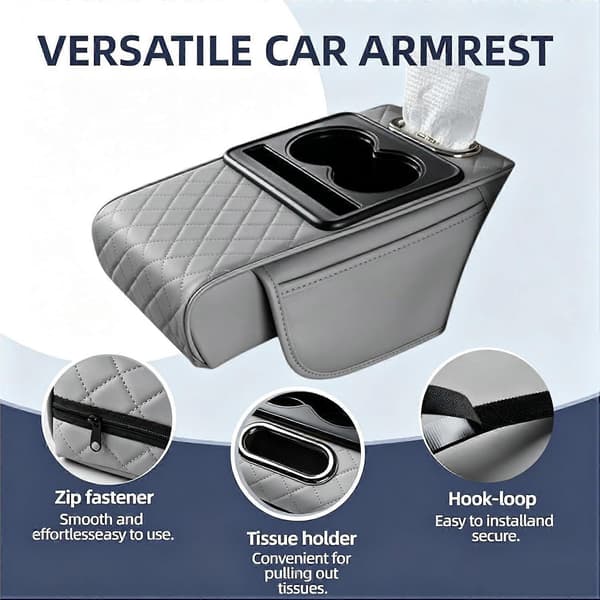 4-i-1 Bil Midtkonsolltrekk, Armleneunderlag for SUV, Sedan, Lastebil Deep gray