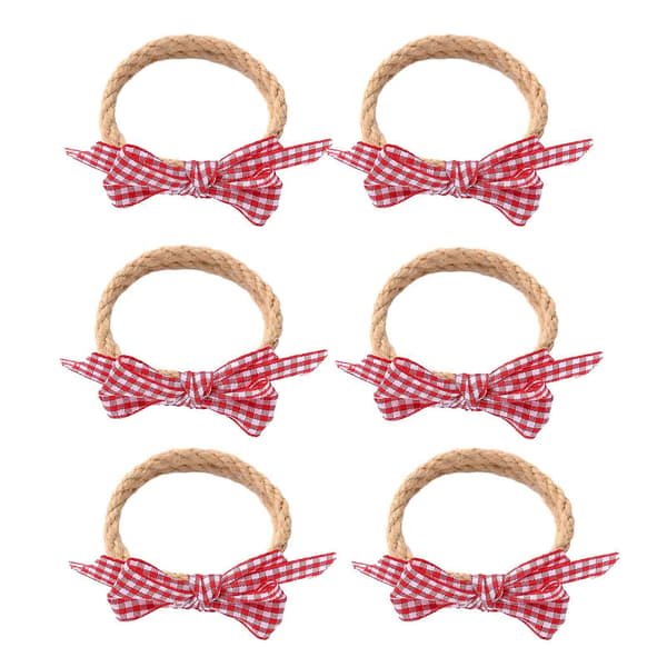 6 stk. Jute Servietringe - Ternede Sløjfer & Håndlavede - til Bryllup & Banket 6pcs