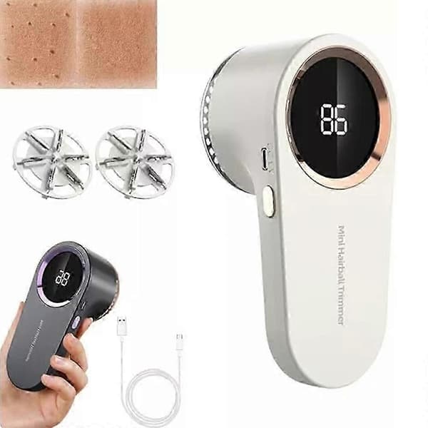 Elektrisk fnugfjerner genopladelig bobble stofshaver til tøj NY white