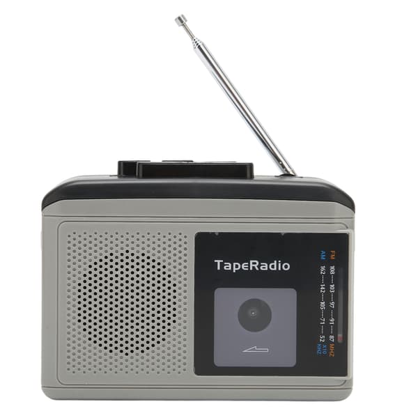 Bärbar kassettbandspelare AM FM-radio bandspelare stöder 2 strömförsörjningsmetoder svart grå