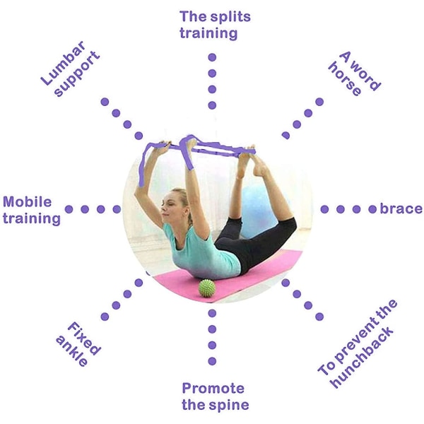 Jooga Stretch -harjoitushihna, jossa 9 joustavaa silmukkaa, paksuntaa harjoitusnauhaa Gravity Fitness -venyttelyhihna-tanssijooga-apujoustavyö, elastinen jooga