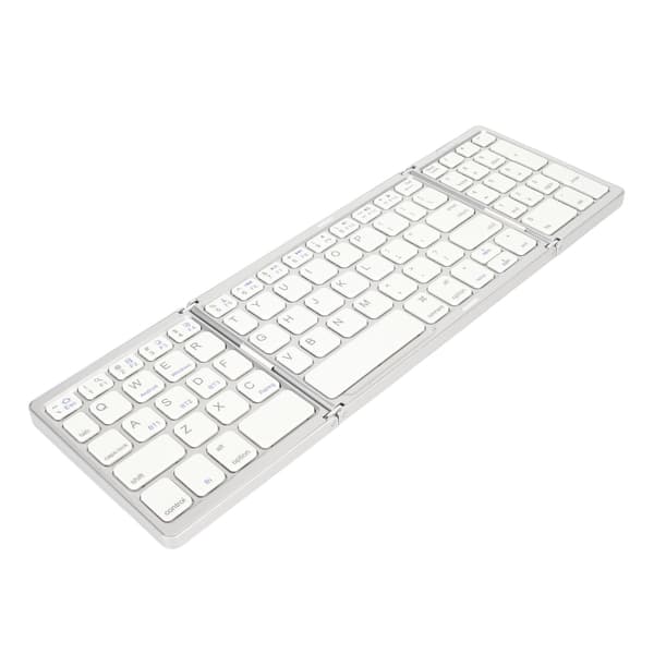 Bluetooth Triple Fold Trådløst Tastatur Multi-Enhedsforbindelse til Laptop Tablet Telefon Sølv Hvid