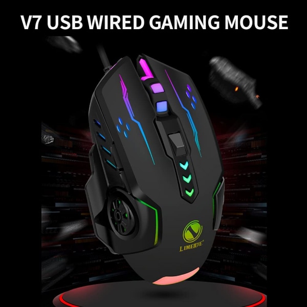 USB Wired Mouse 3 Button Ergonomisk Office Gaming Mouse 4-Lev black