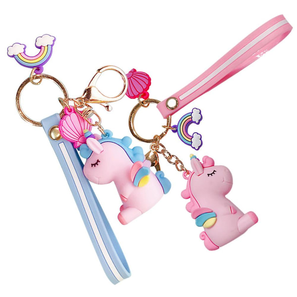 2st Unicorn Nyckelringar Pvc mjuk tecknad handväska Nyckelring Hänge Nyckelring Handväska Nyckelring Charm Nyckelhållare för present