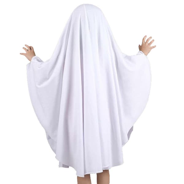White Ghost Costume, Simple Spooky Ghost Cape with Eye Holes, Ghost Costume for Kids 100