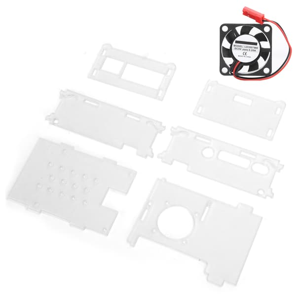 Akrylveske for Raspberry Pi 4B med kjølevifte, transparent skalltilbehørssett
