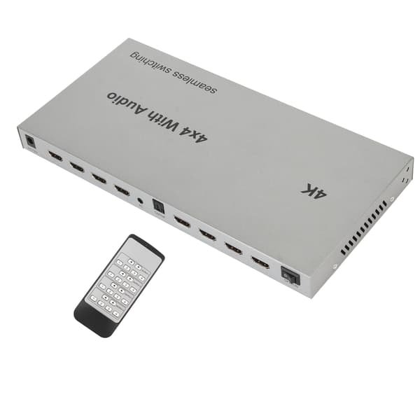 HD Multimedia Interface Switch 4 inn 4 ut 4K 30Hz Video Switcher Splitter Audio Extractor for PC-projektor 100-240V EU-plugg