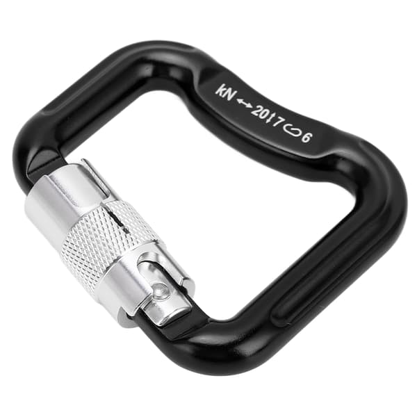 20KN Automatisk Låsande Klätterkarbinhake Twist Lock Lättvikt D Form Svart