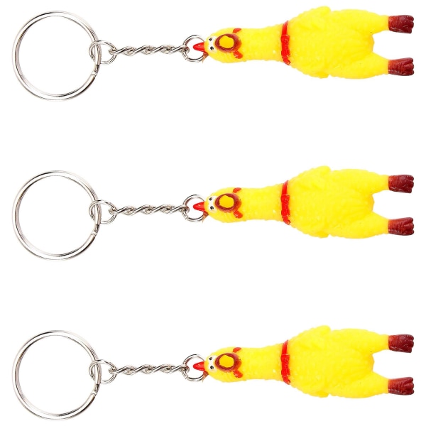 3 Pack Squeeze huutava kana-avaimenperä Hauska keltainen vinkuva kanariipus avaimille laukut puhelimet