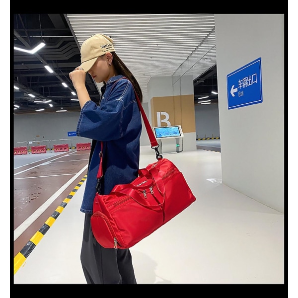 Märkä- ja kuiva-erottelumatkalaukku Muoti Suurikokoinen matkalaukku, jossa on kenkävarasto Pariskuntatyyli (punainen)