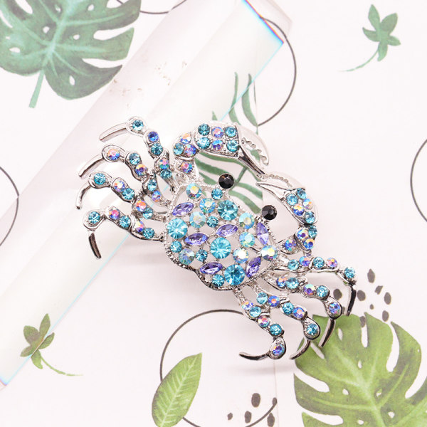 Rhinestone Lovely Crab Brosch Emalj Brosch Pin Smycken