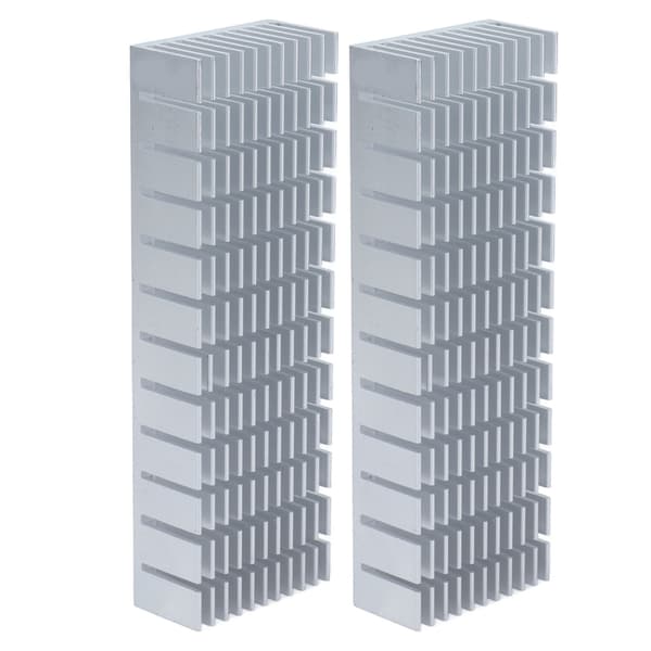 2 stk. aluminium køleplade kølermodul slidset varmeradiatorplade CPU-køling 120mmx40mmx20mm uden klæbemiddel