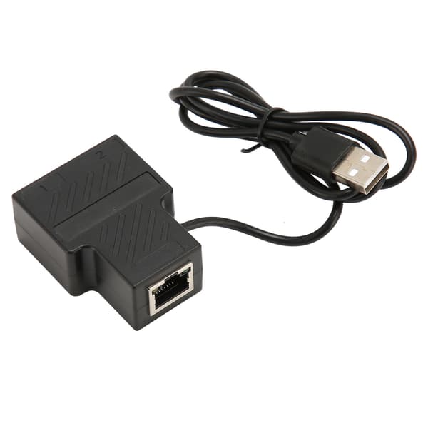 100 Mbps Ethernet Splitter RJ45 1 til 2 Højhastigheds Adapter med USB Strømkabel