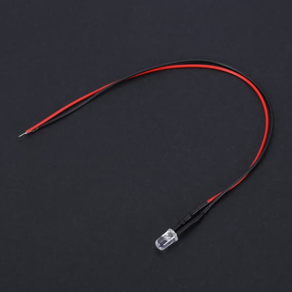 10 stk. 12V 5mm Multicolor LED Diode Lys Kabel 20cm 0.06W Varm Hvid