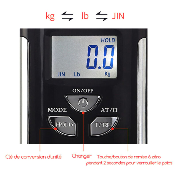 Elektronisk vægt Bærbar elektronisk hængevægt Mini bærbar elektronisk krogvægt (rød sort)