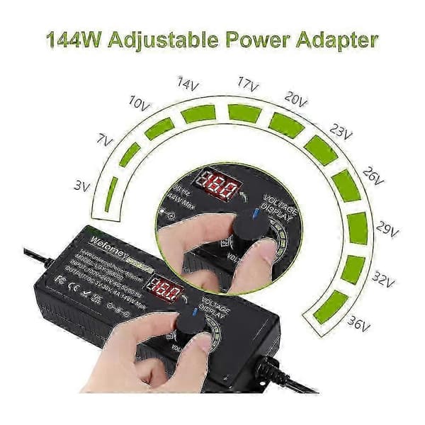 Universal strømforsyning 3V-36V 4A 144W justerbar variabel AC/DC-adapteroplader, 100V-240V AC til DC