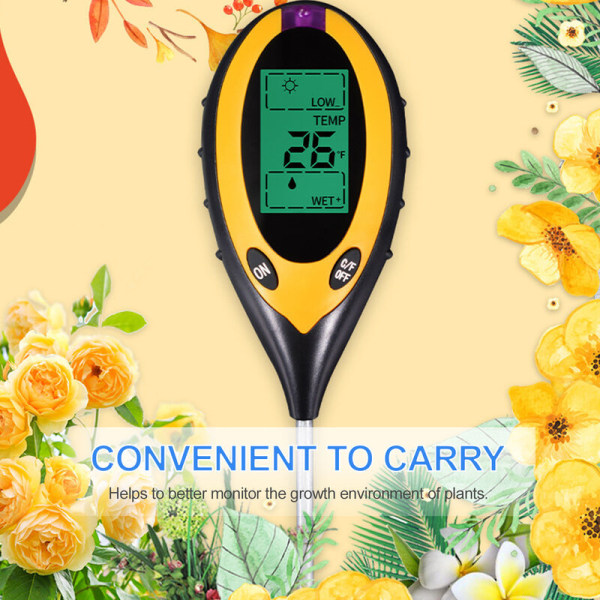 PH Digital Soil Tester 4 in 1 Multifunction Temperature PH, Humidity, Lighting, Room Humidity, PH Tester for Garden Farm