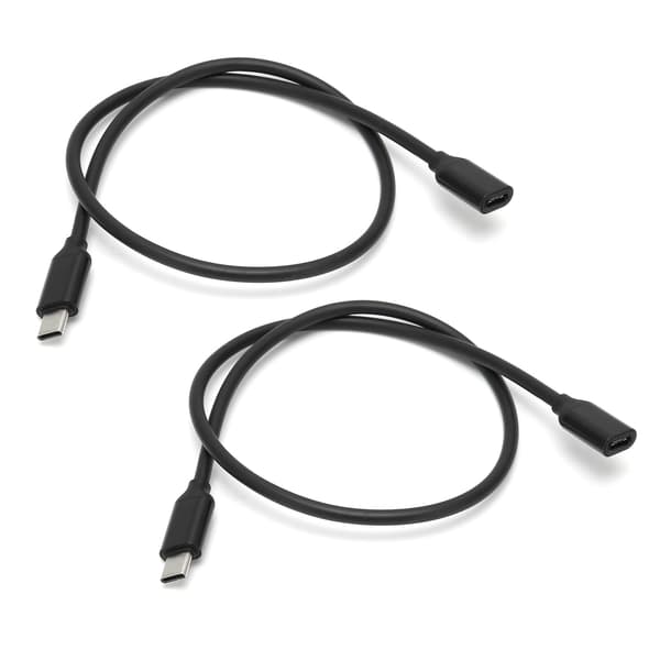 2 STK USB C Han til Hun Forlængerkabel PD Strømstik Forlængerledning 1m 3.3ft Sort