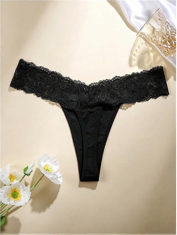 Blondetrusser for kvinner, lavt liv, komfortable truser Solid Black Large