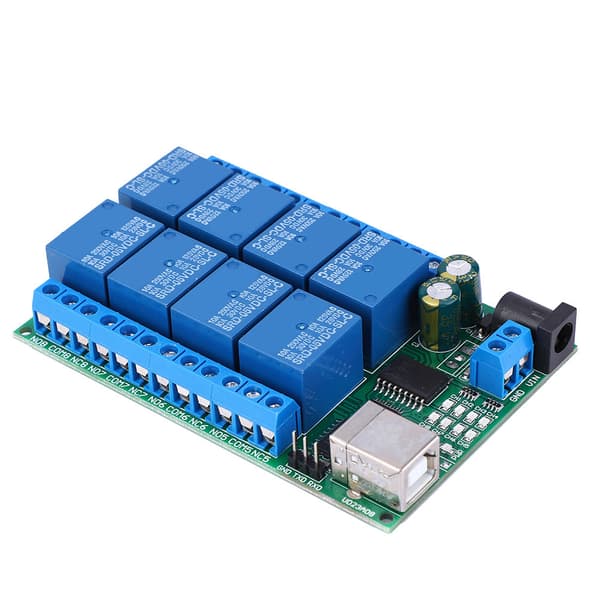 USB Relæmodul 8 Kanal UART Seriel Port Motorstyring DC5V Computer Interface