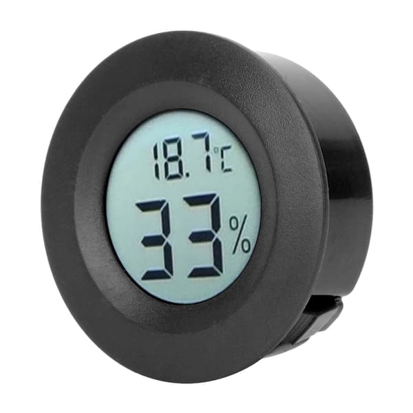 Mini Cirkulær Indbygget Digital LCD Termometer Hygrometer Fugtighed Temperaturmåler Indendørs Sort