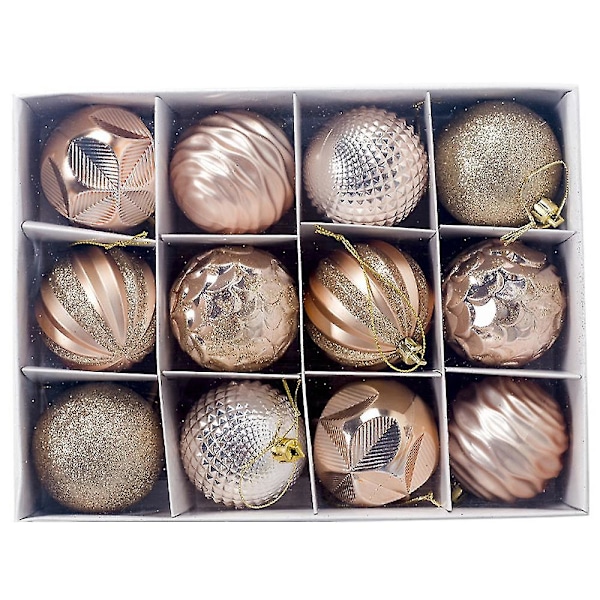 12 boxes of Christmas tree ornaments suitable for Christmas gifts, decoration balls, holiday parties gold