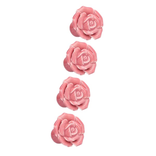 4-delad rosenformad modern keramisk skåpsknopp för hem, vardagsrum, sovrum, rosa