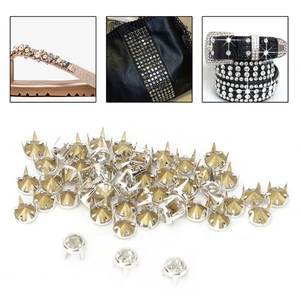 DIY Silver Runda Klo Kristall Strass - 50 ST (7mm, Vit)