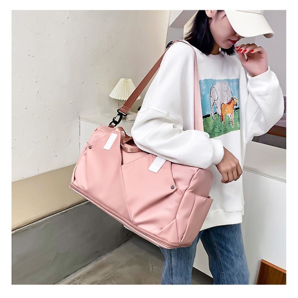 Canvas Messenger Bag Stor Crossbody-väska med flera fickor Canvas axelväska för kvinnor och män (rosa