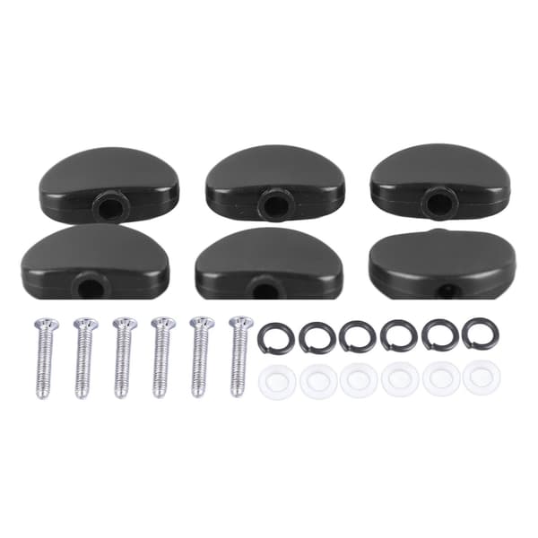 6 stk. Guitar Stemmeskrue Knap Halvrund Plast Komfortabelt Greb Universal Stemmepind Erstatning Tip Sort