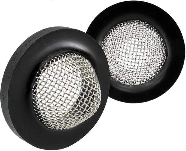 2-pack RV-silbricka – 1\" diameter, passar stadsvattenpåfyllning, gravitationspåfyllning, trädgårdsslang – sil i rostfritt stål med plastring