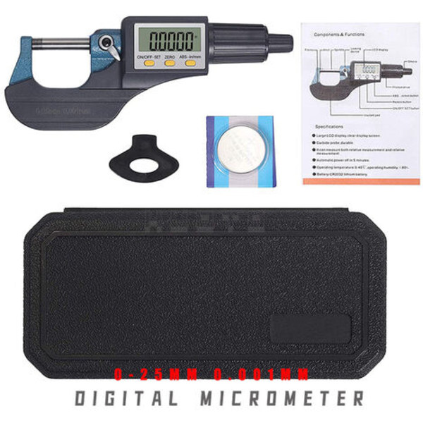 Elektronisk mikrometer Mikrometer Väggtjocklek Mikrometer Digital mikrometer 0-25mm 0,001MM