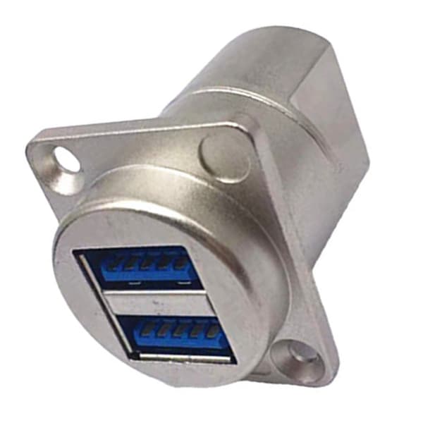 USB 3.0 Dubbel A Hona till Hona Panelmonteringskontakt D Typ Silverfodral Video
