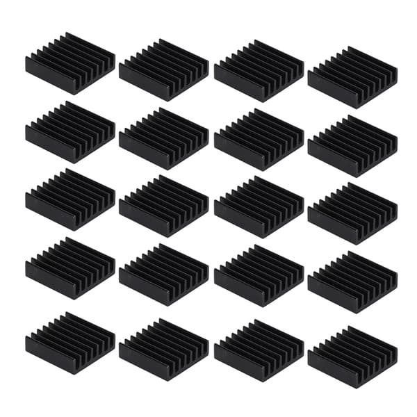 20 stk. Mini Sorte Aluminium Køleplader til PC Chips IC Strømforsyninger Elektrisk Udstyr med Klæbemiddel