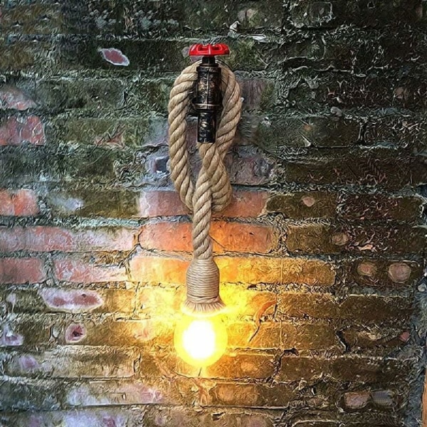 Retro Creative Hemp Rope Væglampe Indendørs Trappe Korridor Industriel Vindvæg Lampe (Uden lyskilde)
