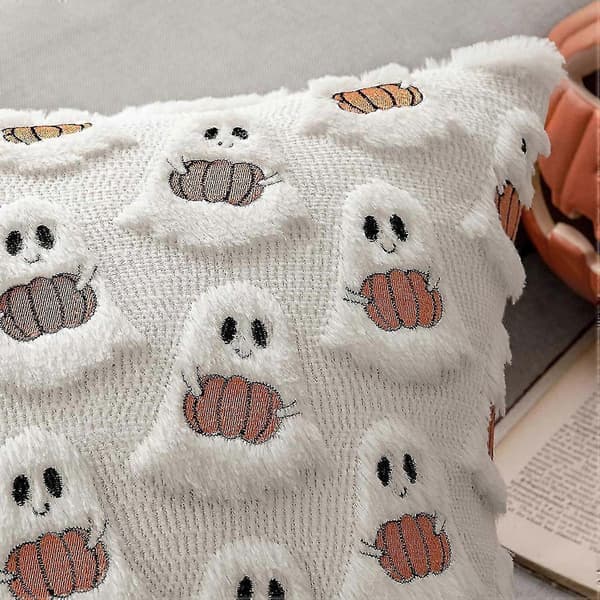 Halloween Decor Pillowcase Cartoon Ghost Decorative Throw Pillow Cover Pillowcase Orange
