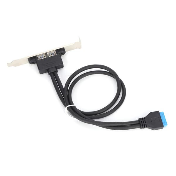 Dobbel USB 3.0 19-pinners til 2-port hunforlengelse bakpanelbrakett svart
