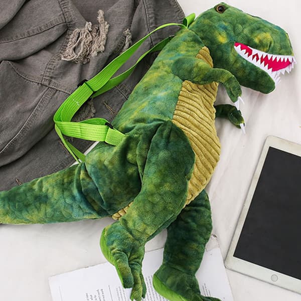 Sød 3D Dinosaur Plys Rygsæk til Børn - Grøn