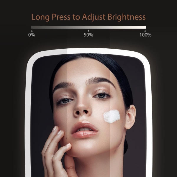 Touch Screen Makeup Spejl Makeup Spejl med Justerbar LED Lysstyrke Bærbar USB Genopladelig