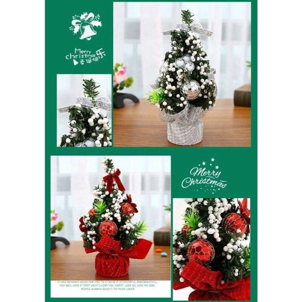 A red and white particle tree Christmas tree 20CM mini Christmas package tree desktop decoration, for home office decora