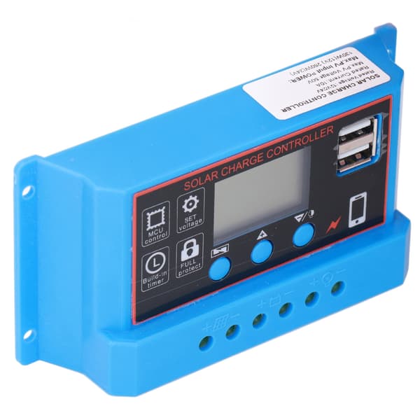 Solpanel Laddningsregulator LCD-display PWM Fotovoltaisk Laddningsregulator 12V 24V10A