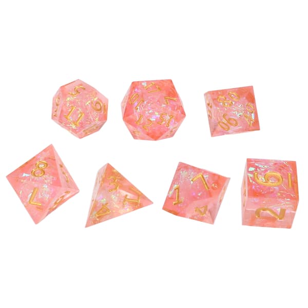7 st Rosa Harts Polyedriska Tärningar Set Tydliga Siffror för Rollspel Brädspel