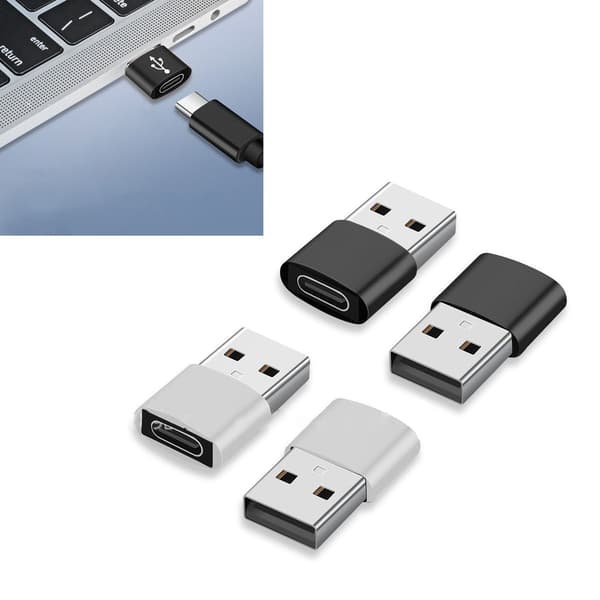 4 stk. USB Type C hun til USB A han adapter aluminiumslegering bærbar USB A han konverter