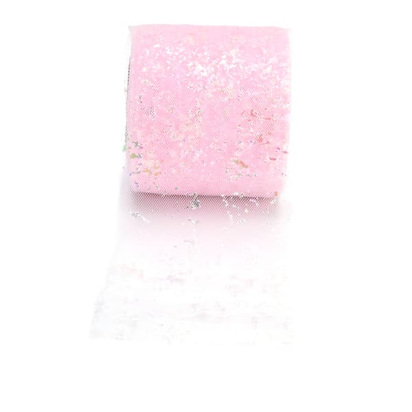 Tyullstoff 25 Yards 6 cm Polyestermaterial Lett Bærbar Tyullrull for Klesdekorasjon Lys Rosa
